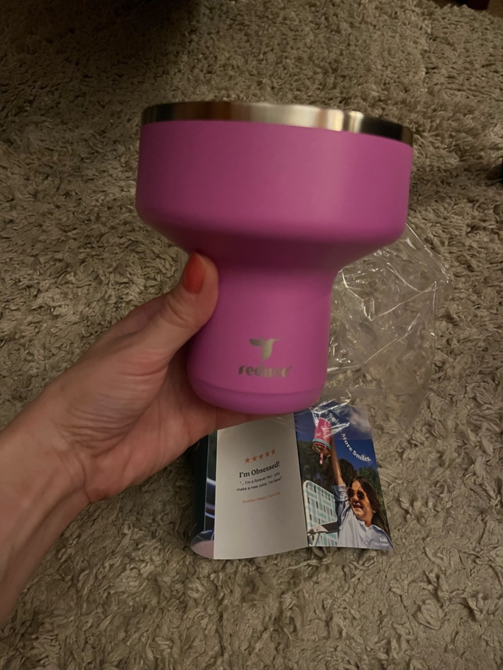 reada Pink Insulated Wine/ margarita Tumbler - Vacuum Sealed Stainless